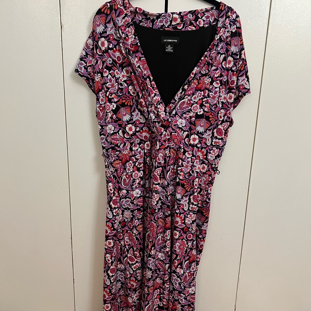 Liz Claiborne Purple and Pink Patterned Dress